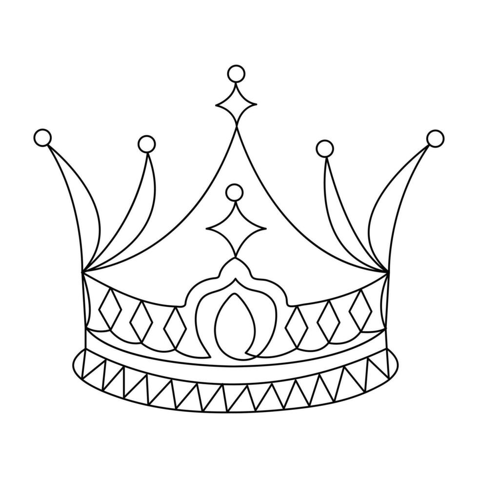 Continuous crown one line hand drawing and outline vector illustration minimalism style