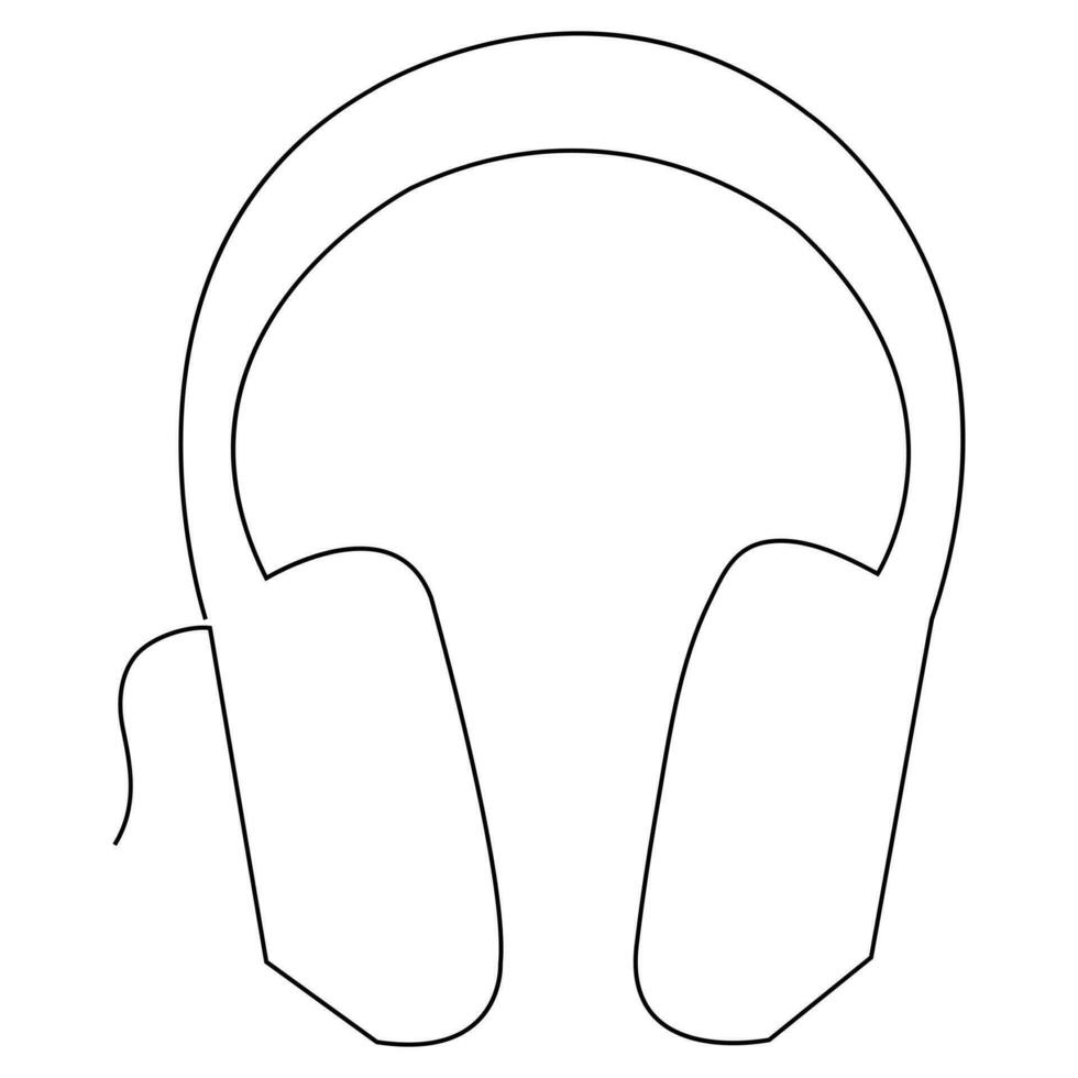 Headphones continuous one line hand drawing minimalism and outline vector illustration