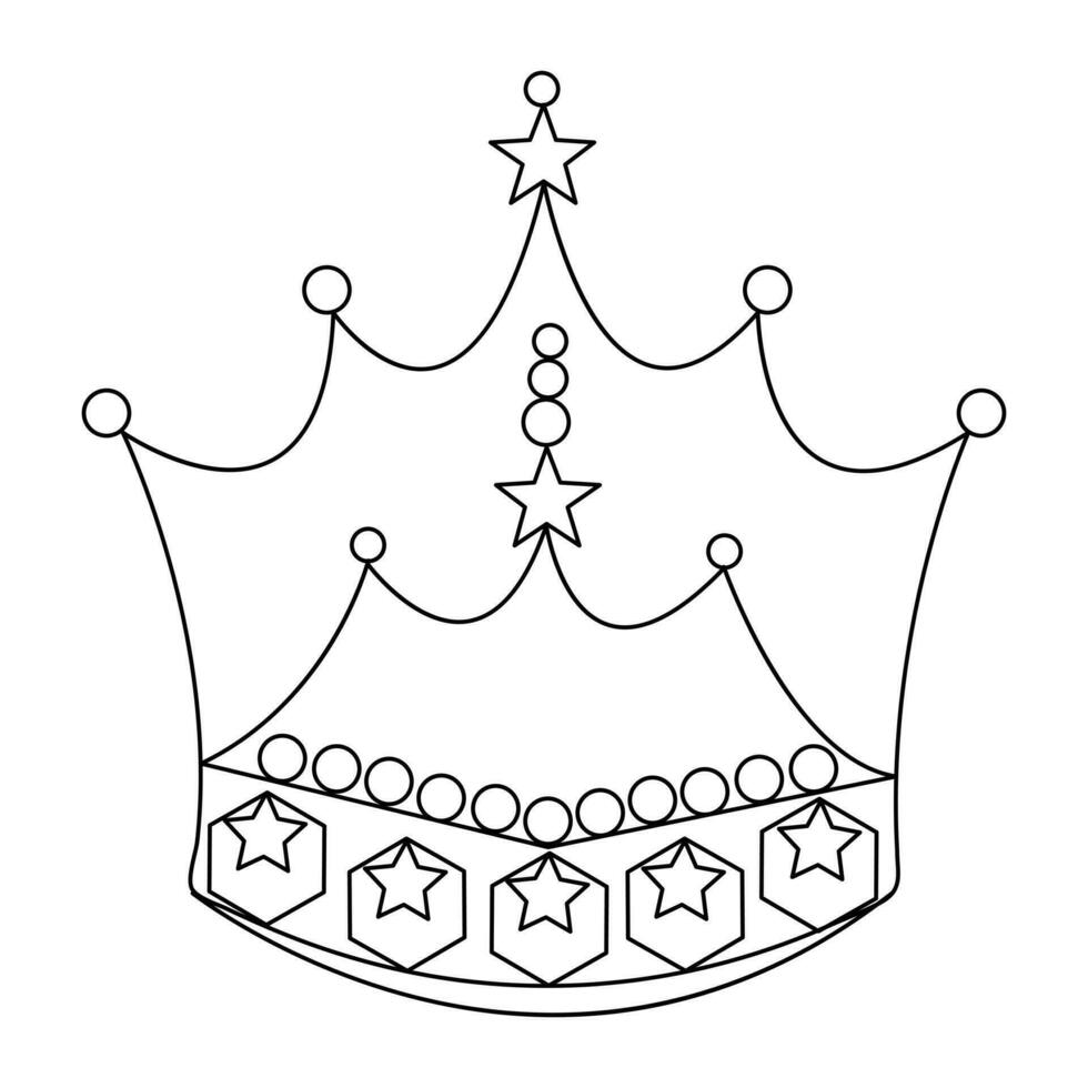 Crown continuous single line art drawing and outline vector hand drawn illustration