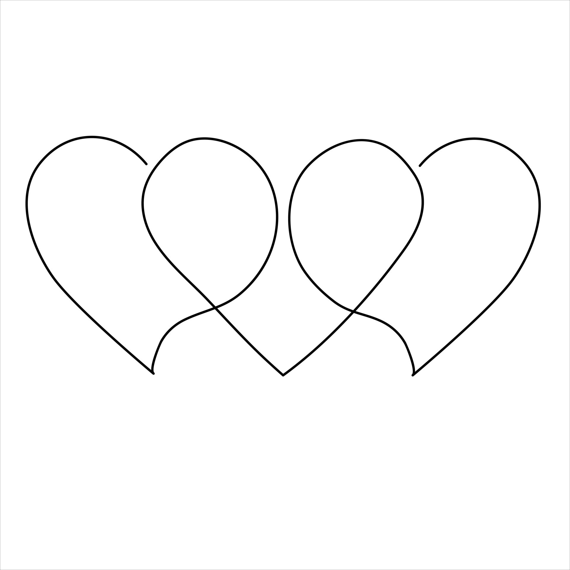 Continuous one line art drawing heart shape vector illustration of