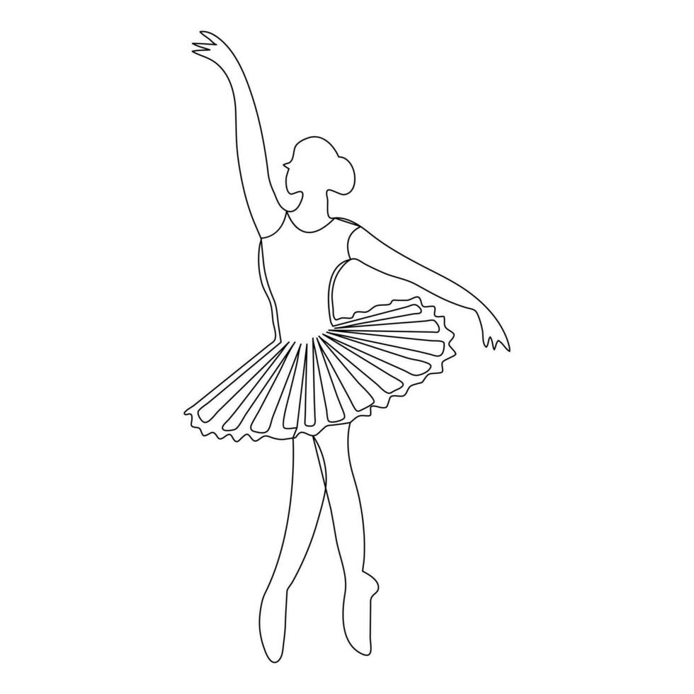 Ballet dance opera house illustration outline vector continuous single line drawing of graceful woman