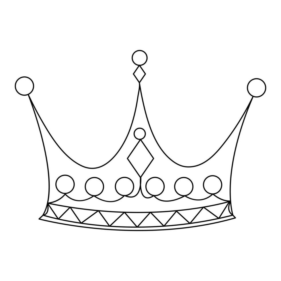 Continuous crown one line hand drawing and outline vector illustration minimalism style