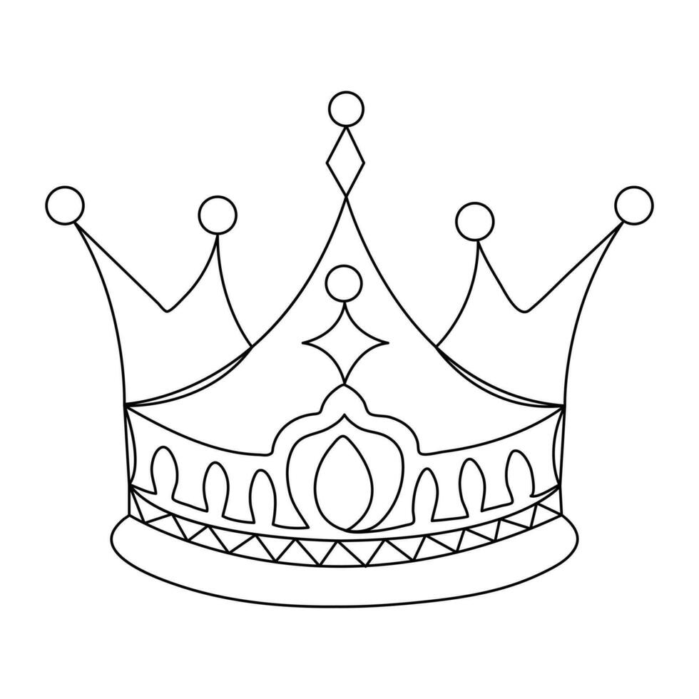 Continuous crown one line hand drawing and outline vector illustration minimalism style