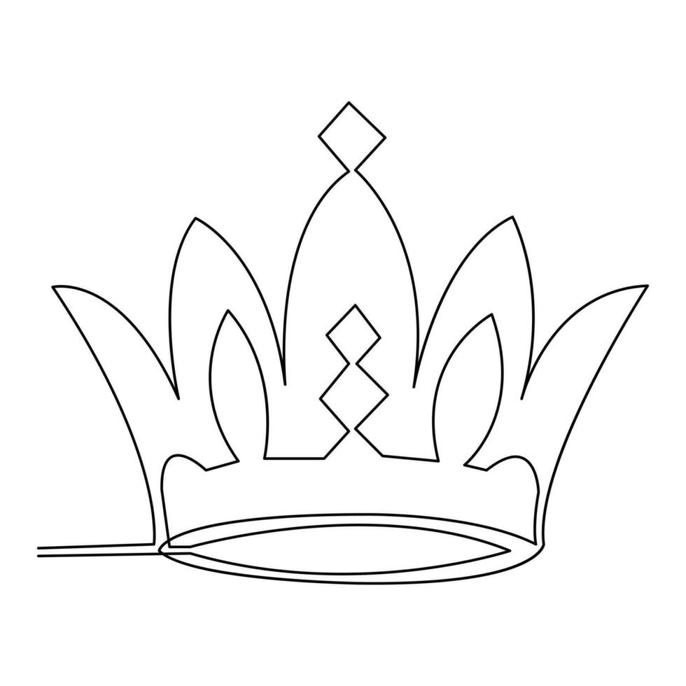 Continuous crown one line hand drawing and outline vector illustration minimalism style