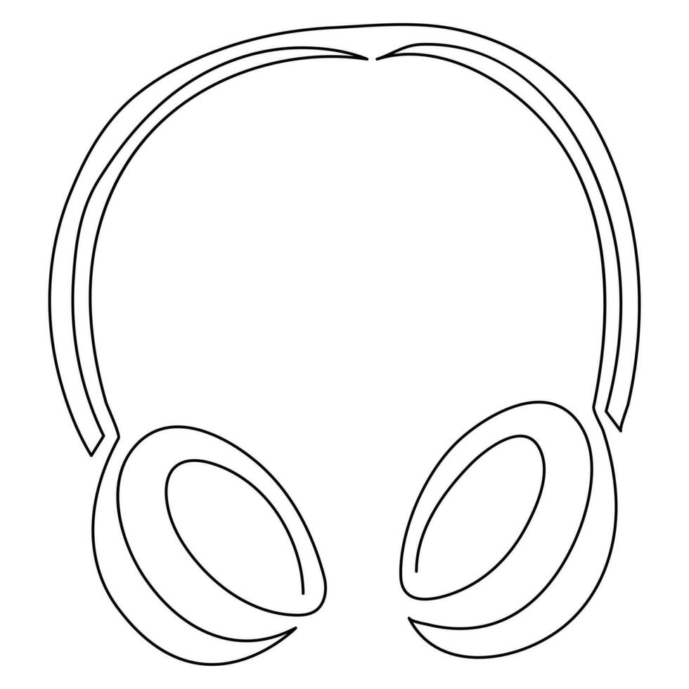 Headphones continuous one line hand drawing minimalism and outline vector illustration