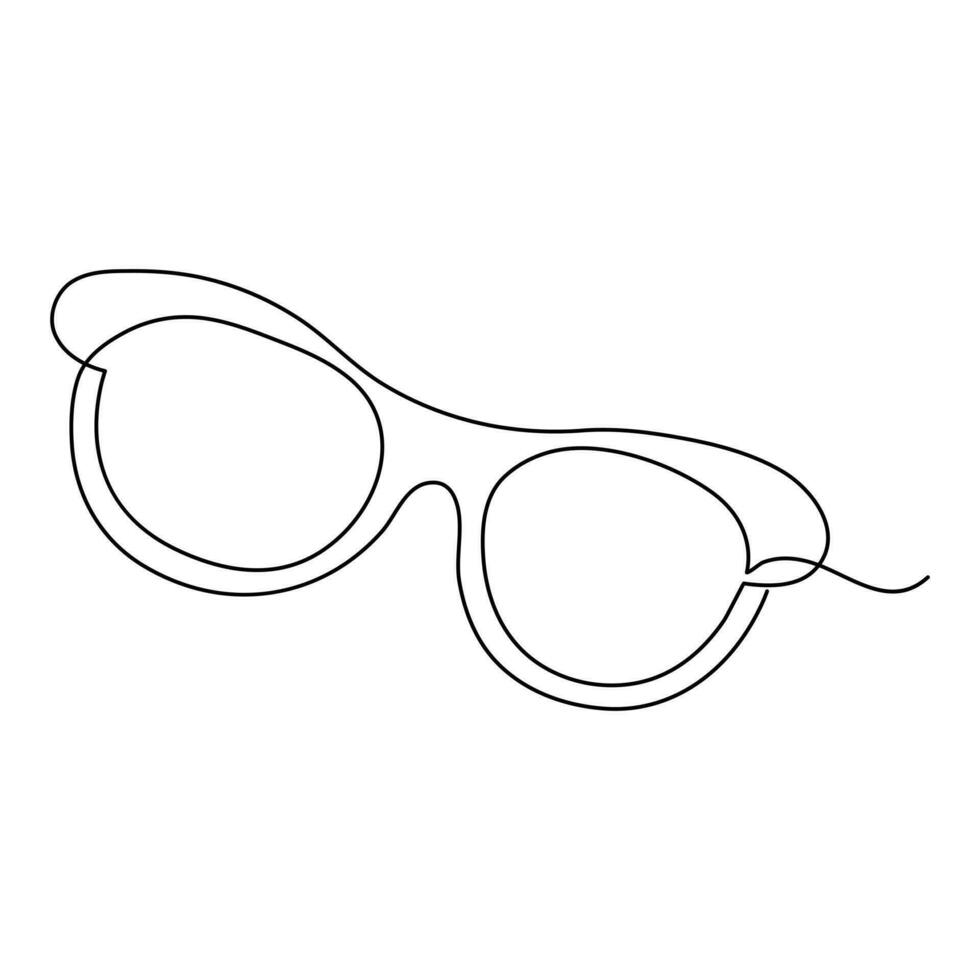 continuo uno línea mano dibujo morden Gafas de sol diseño contorno vector ilustración de minimalista