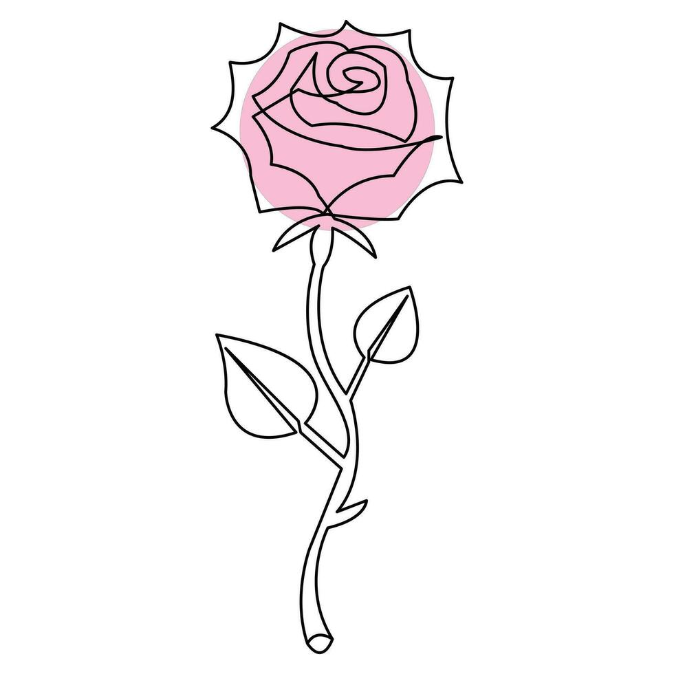 Rosa flor continuo soltero línea Arte dibujo contorno vector ilustración minimalista diseño