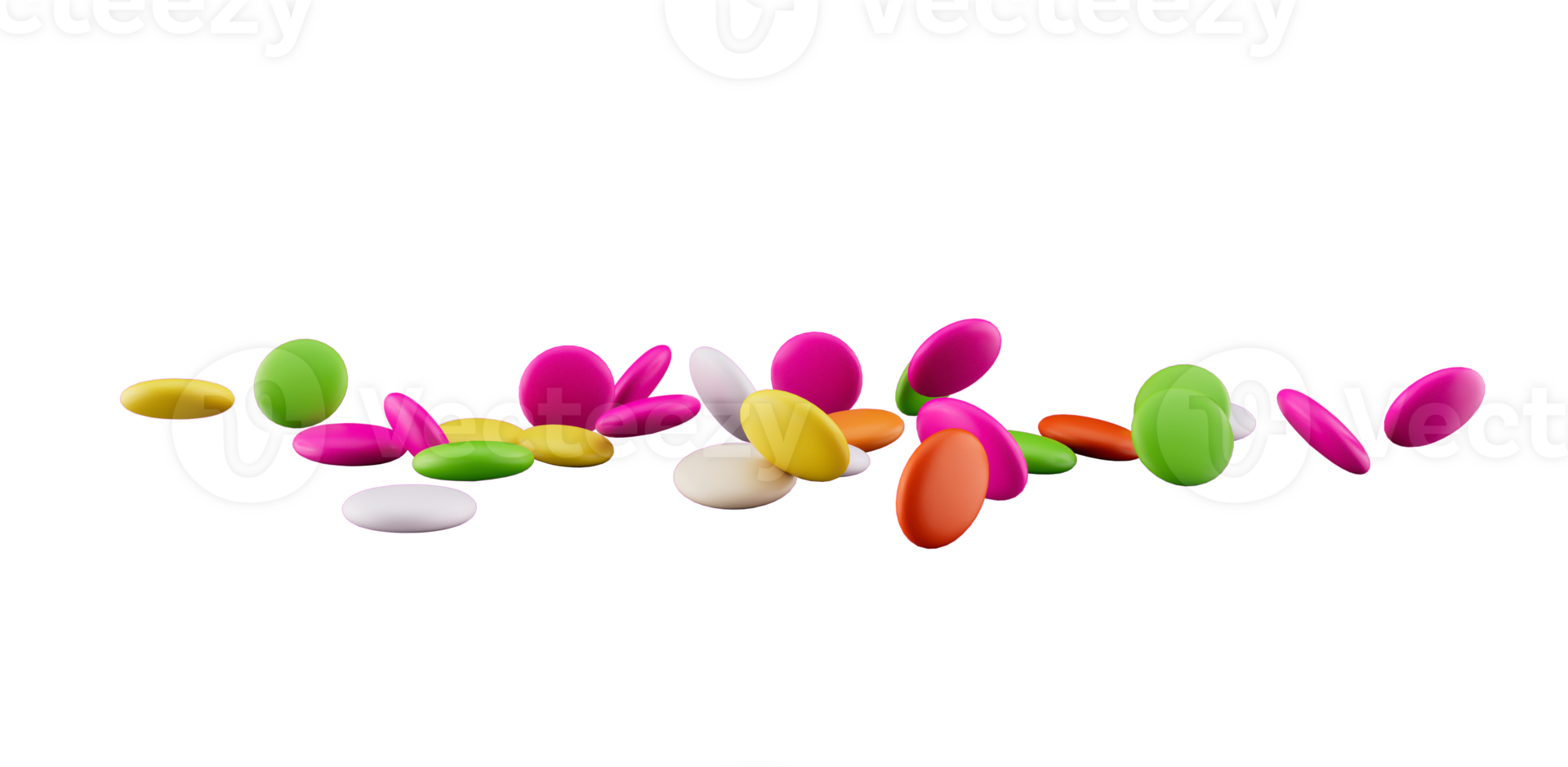 Colorful rainbow candy falling Flying 3d illustration png