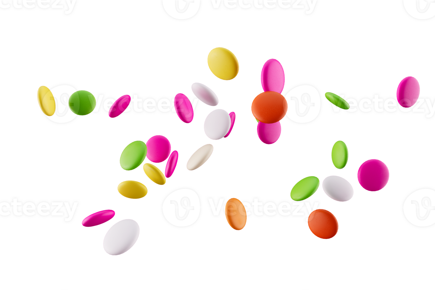 Colorful chocolate candy pills  3d illustration png