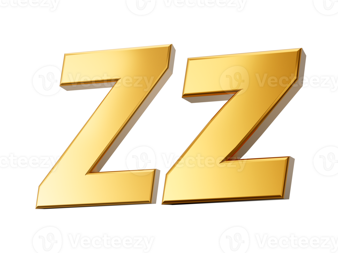 3d letter Z in gold metal , capital and small letter 3d illustration png