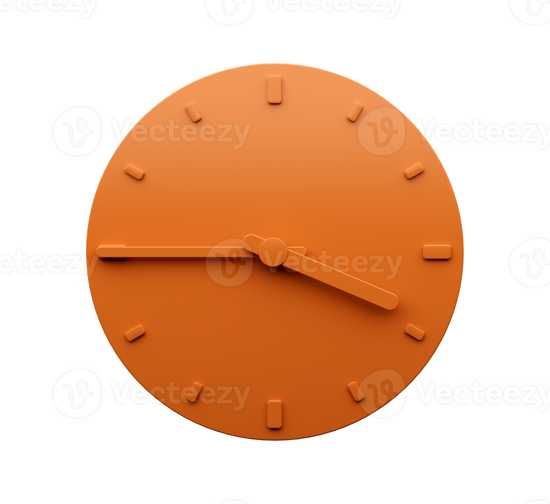 minimal Orange Uhr einer fünfzehn Ö Uhr Quartal zu vier abstrakt