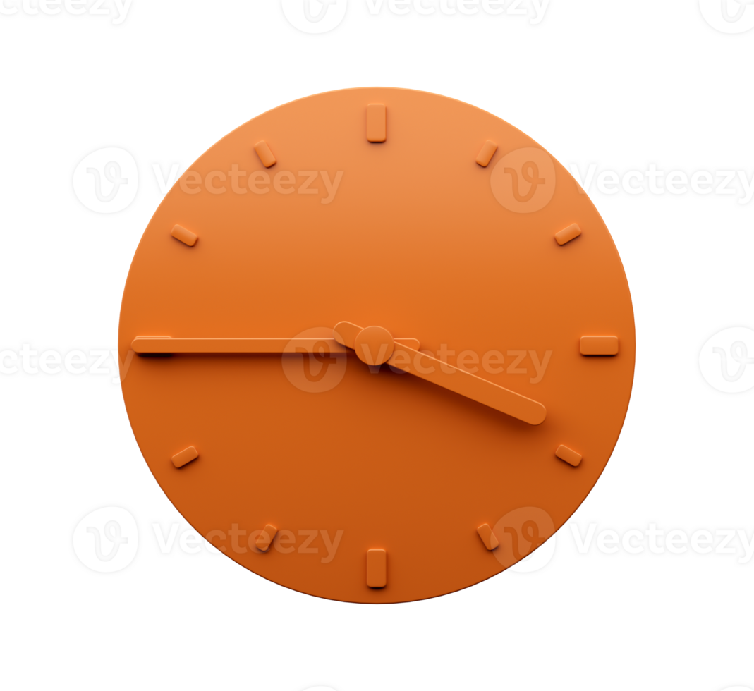 mínimo naranja reloj uno quince o reloj trimestre a cuatro resumen minimalista pared reloj 3d ilustración png