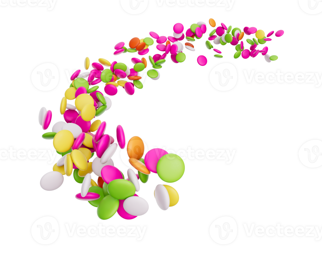 3d kleurrijk snoep bonen, 3d afgeronde regenboog snoepjes vloeiende komt eraan in de lucht 3d illustratie png