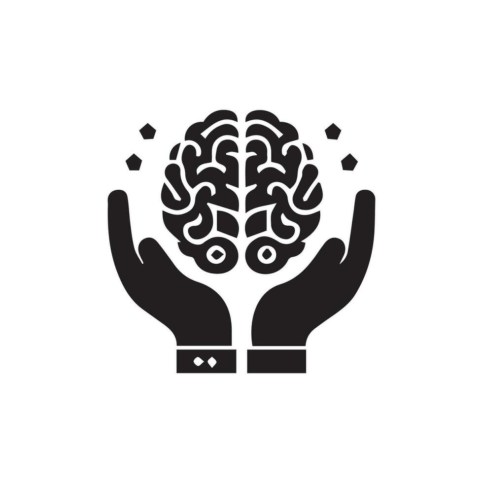 Brain Logo silhouette design vector template. Brainstorm think idea Logotype concept icon.