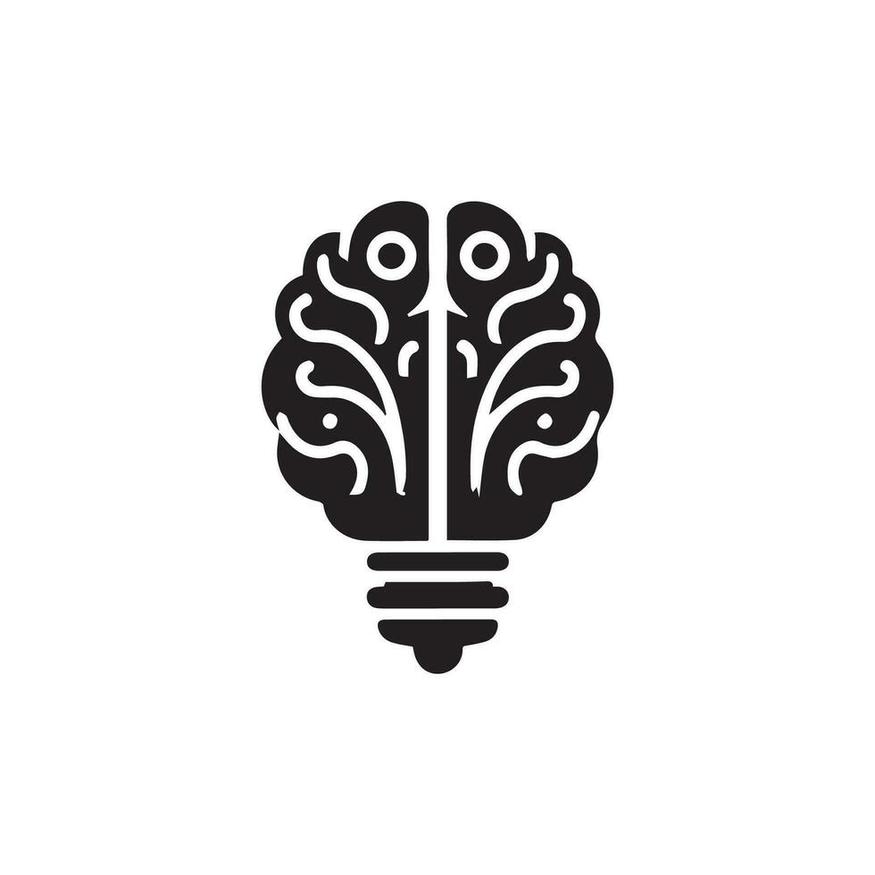 Brain Logo silhouette design vector template. Brainstorm think idea Logotype concept icon.