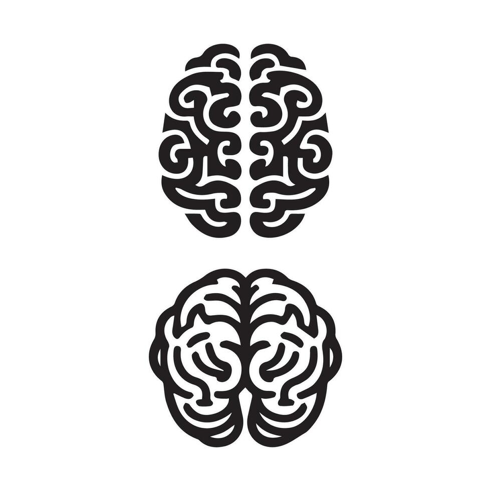 Brain Logo silhouette design vector template. Brainstorm think idea Logotype concept icon.