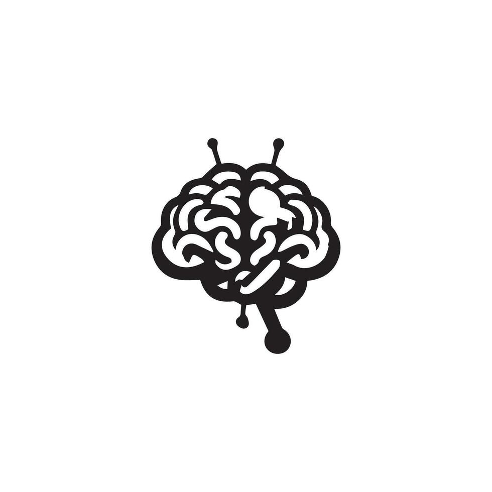 Brain Logo silhouette design vector template. Brainstorm think idea Logotype concept icon.