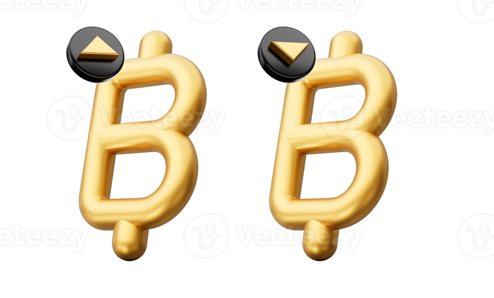 Baht Thailand Symbol, Thailand Baht THB Exchange Rate Value Price Increase up and Decrease down 3d illustration png