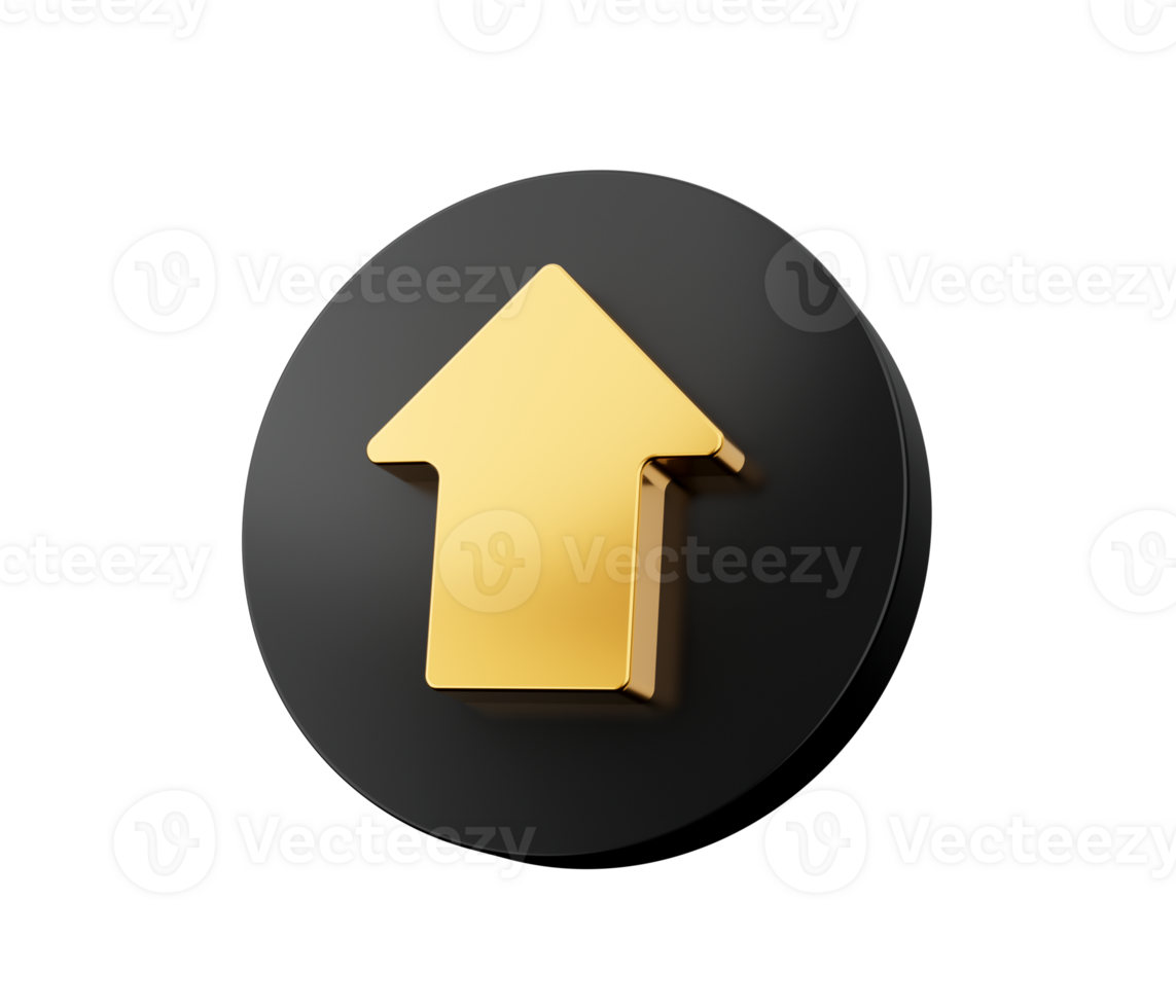 Up arrow icon. Internet button 3d illustration png