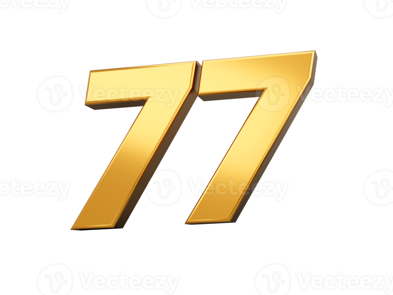 Gold number 77 Seventy seven . shiny 3d number made of gold 3d illustration png