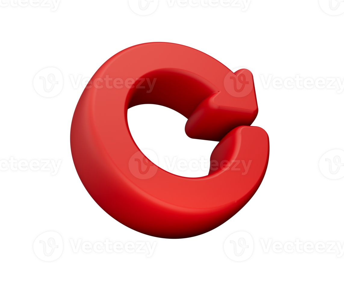 Minimal Red refresh symbol. 3d illustration png