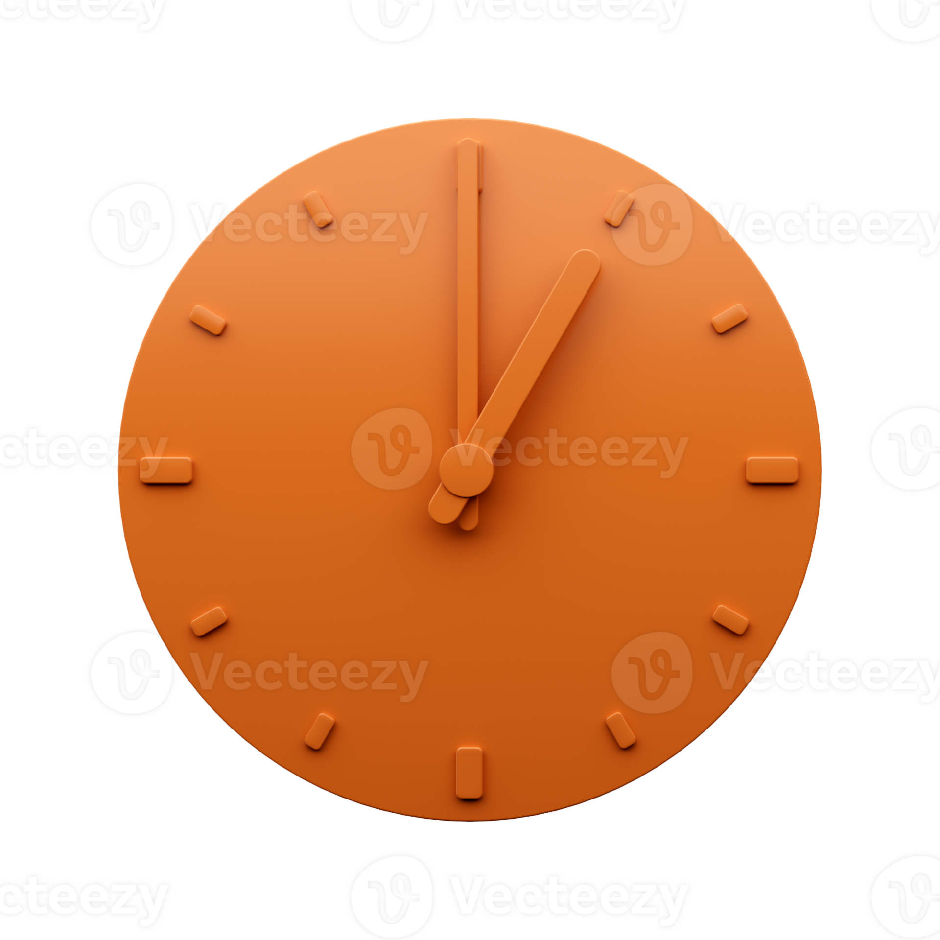 Minimal Orange clock 1 am pm One o'clock abstract Minimalist wall clock
