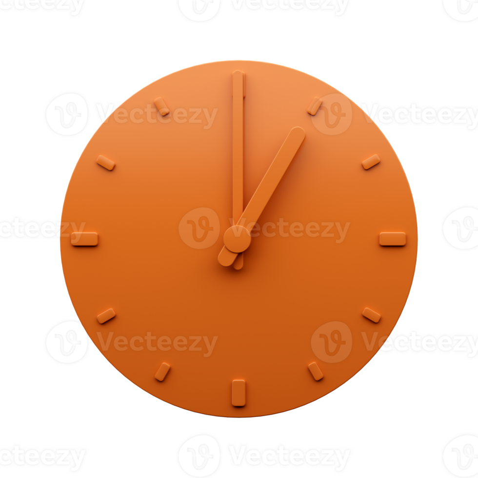 minimal orange klocka 1 am pm klockan ett abstrakt minimalistisk väggklocka 3d illustration png