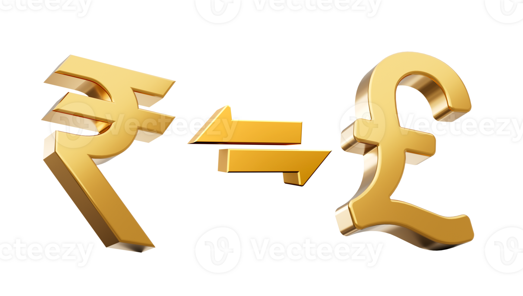 3d Golden Rupee And Pound Symbol Icon With Money Exchange Arrows  3d illustration png