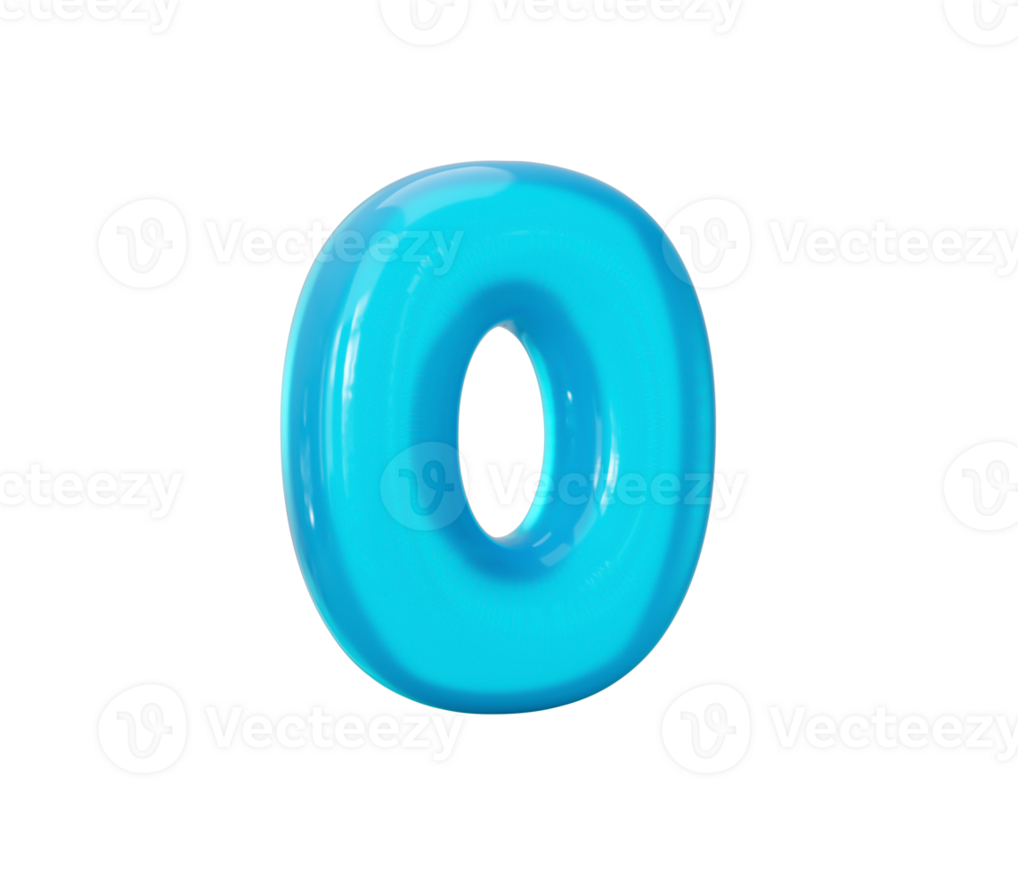 Aqua Blue jelly O letter - 3d illustration png