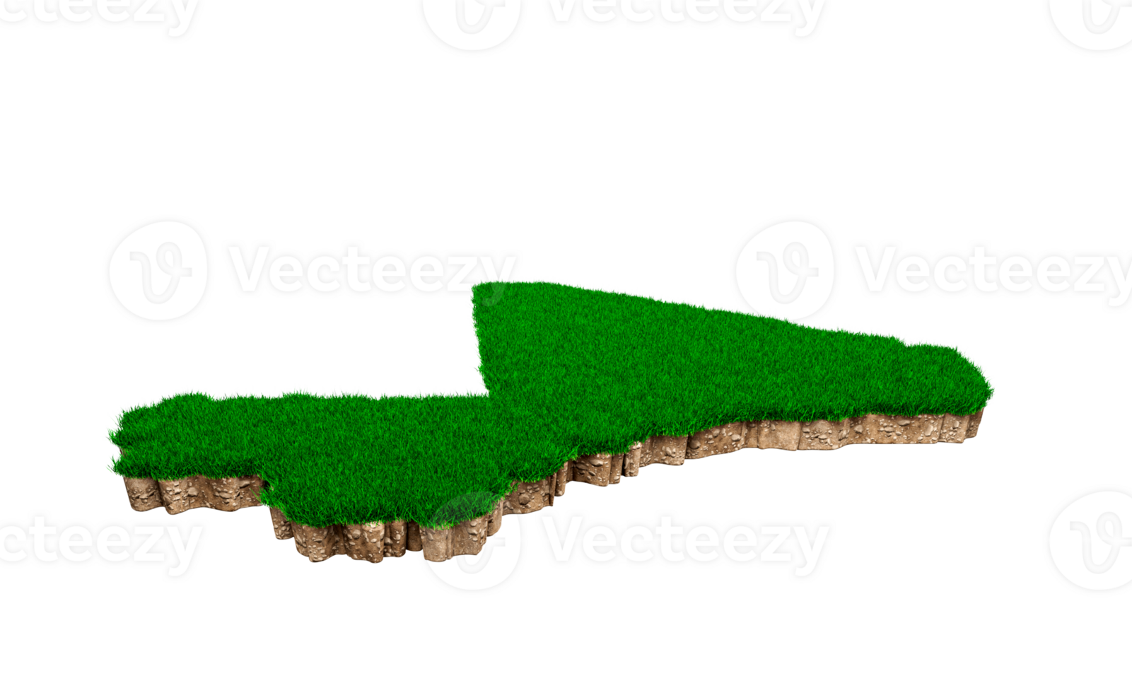 Mali Map soil land geology cross section with green grass and Rock ground texture 3d illustration png