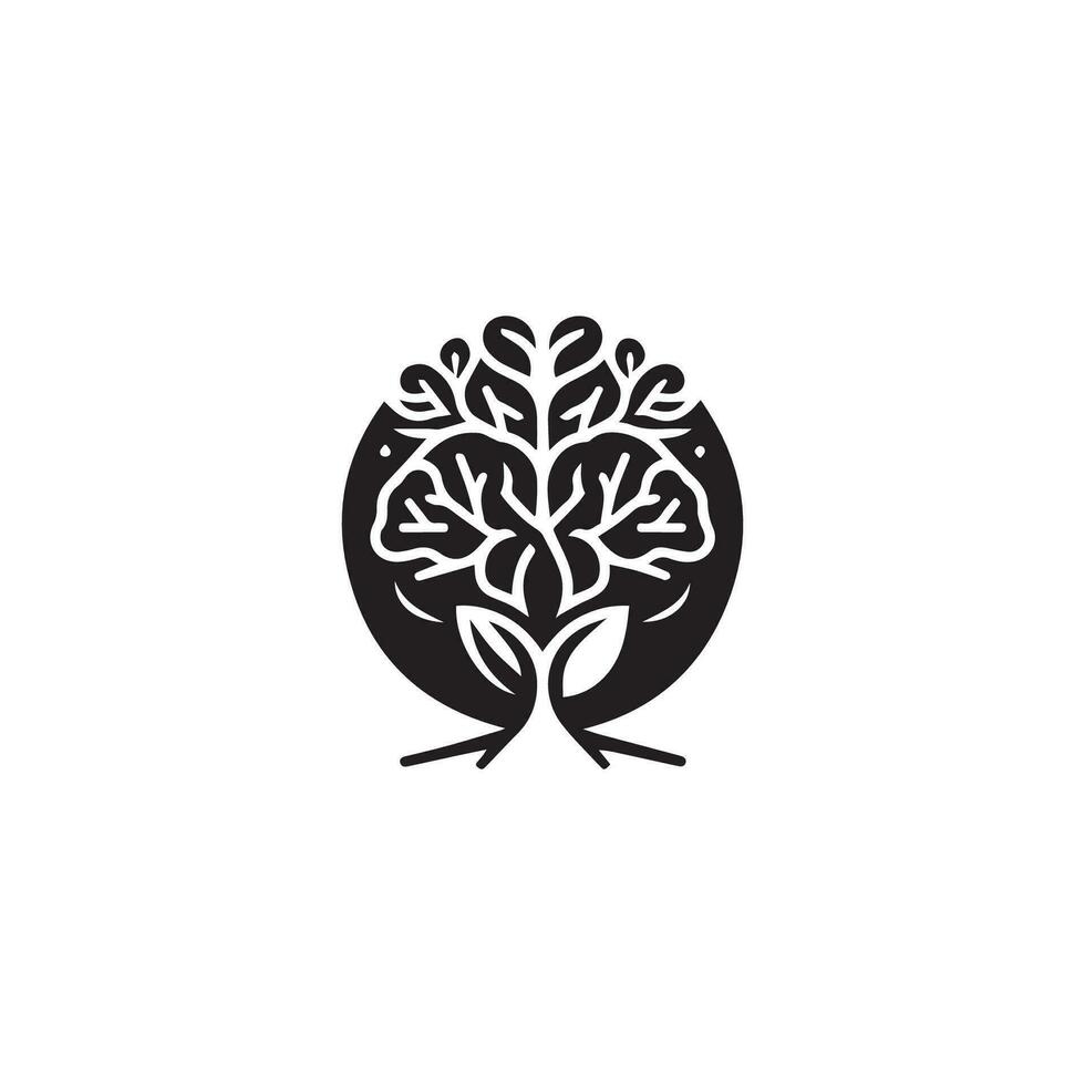 Brain Logo silhouette design vector template. Brainstorm think idea Logotype concept icon.