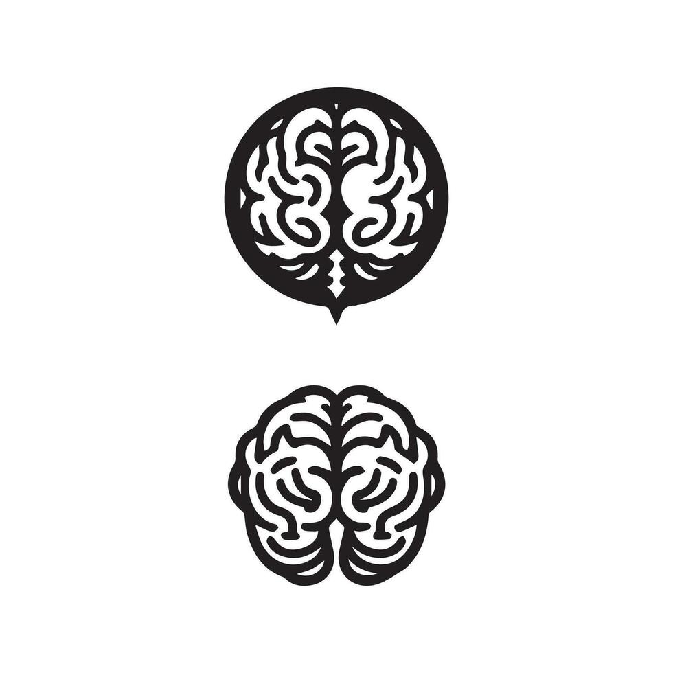 Brain Logo silhouette design vector template. Brainstorm think idea Logotype concept icon.