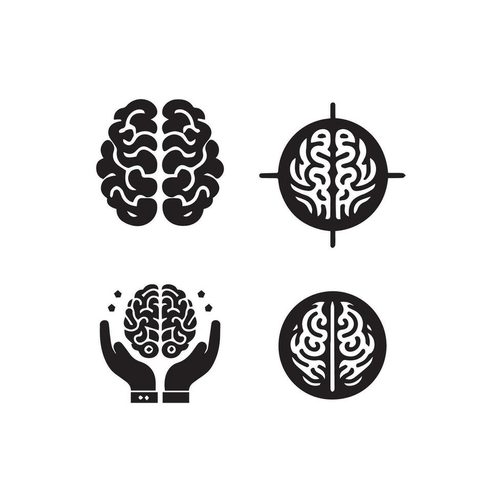 Brain Logo silhouette design vector template. Brainstorm think idea Logotype concept icon.