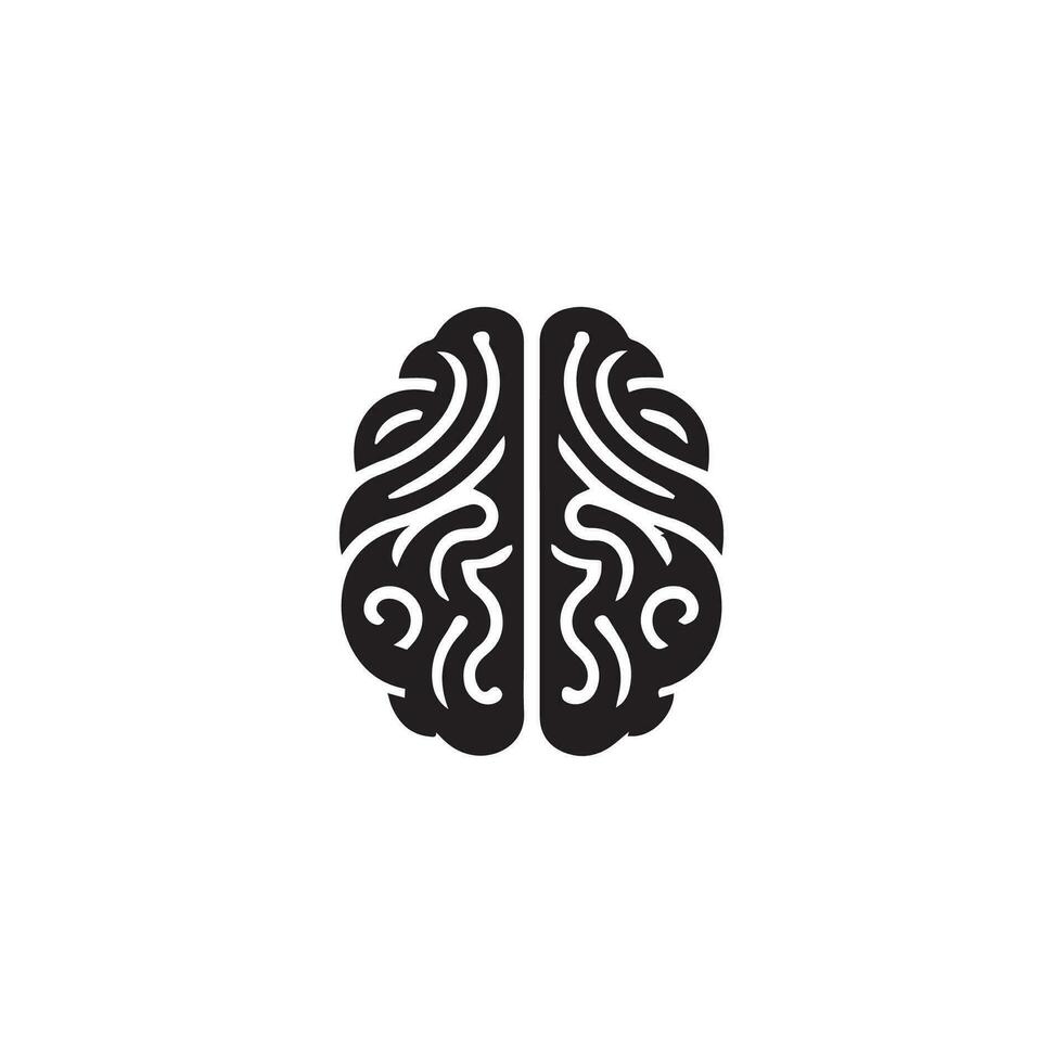 Brain Logo silhouette design vector template. Brainstorm think idea Logotype concept icon.