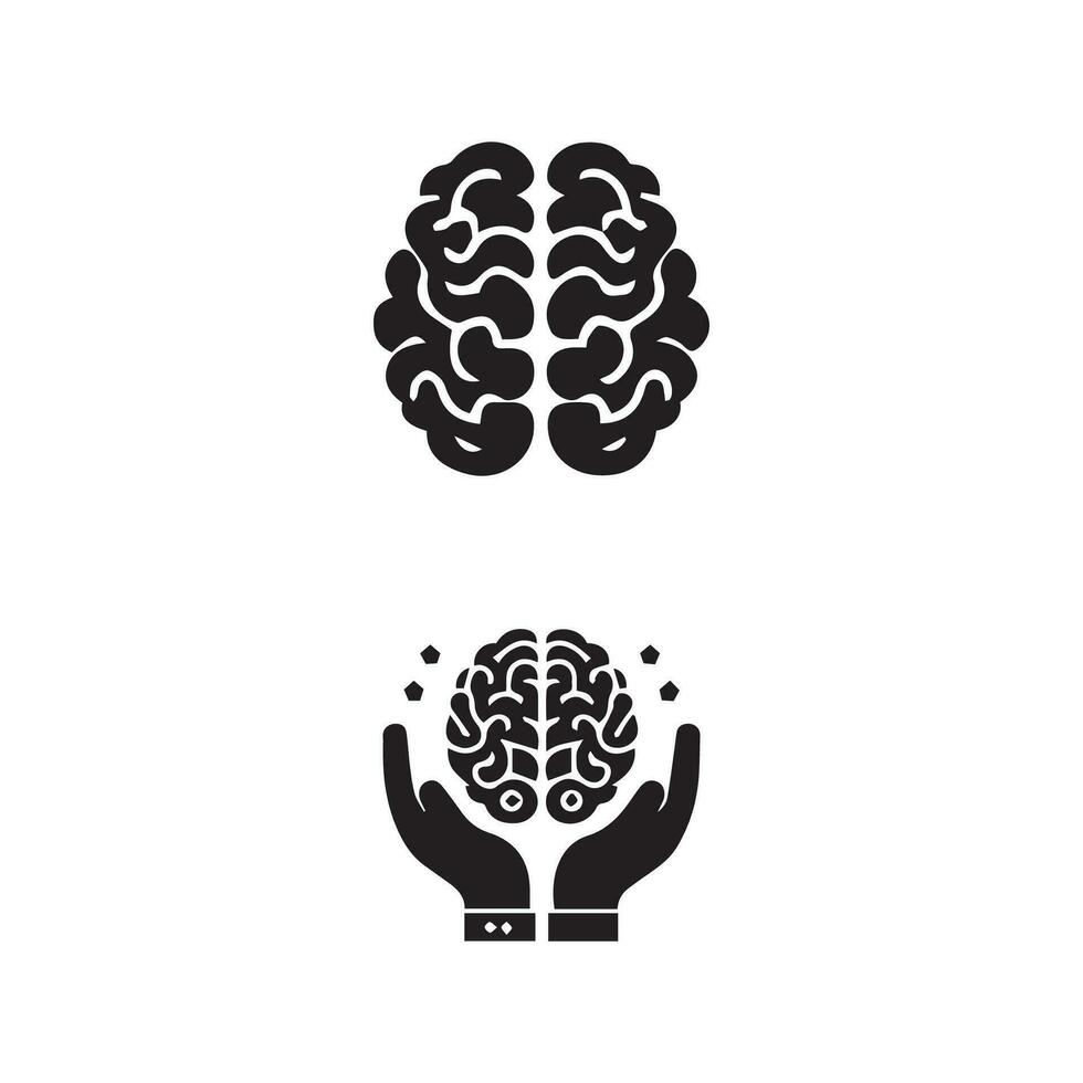 Brain Logo silhouette design vector template. Brainstorm think idea Logotype concept icon.