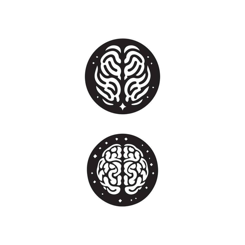Brain Logo silhouette design vector template. Brainstorm think idea Logotype concept icon.