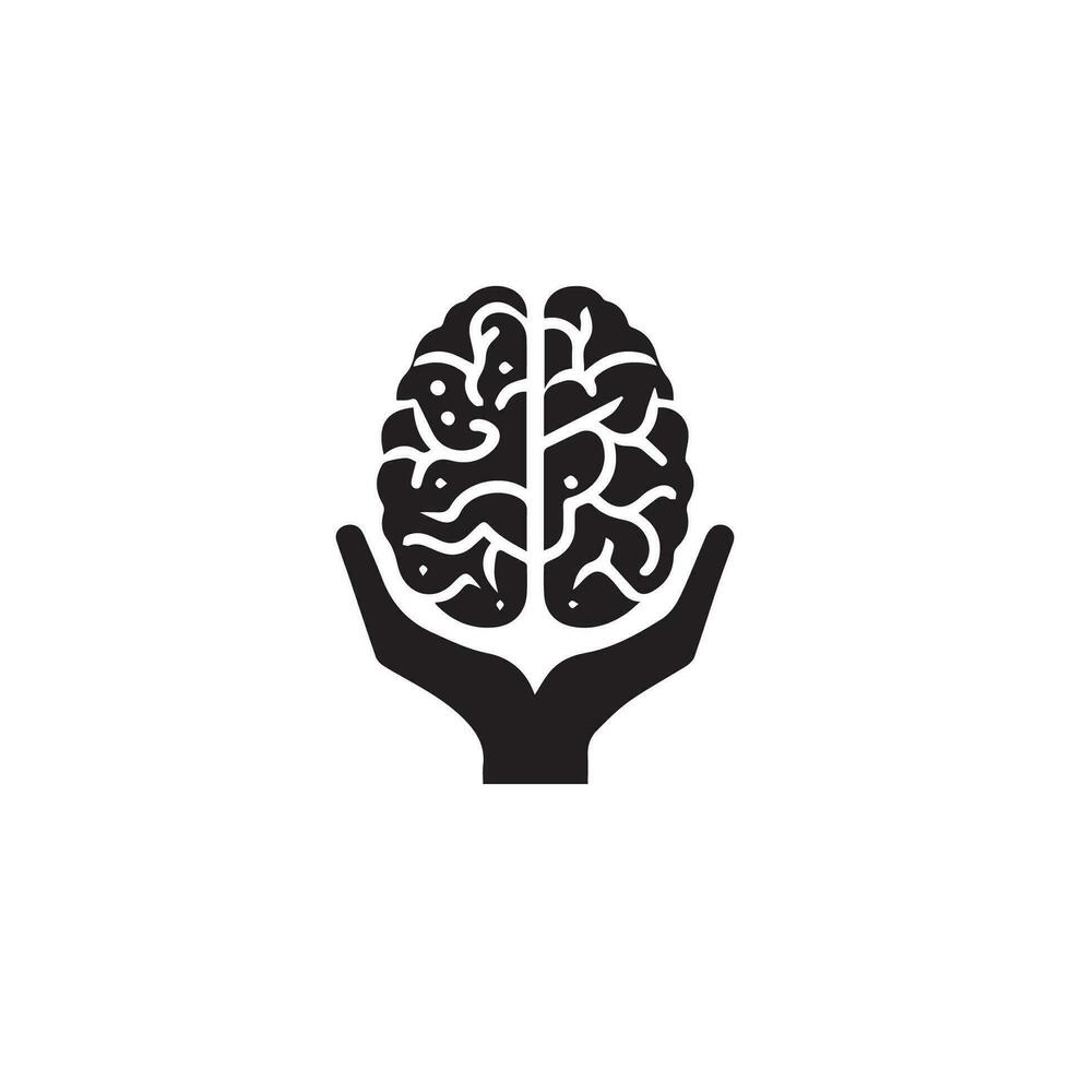 Brain Logo silhouette design vector template. Brainstorm think idea Logotype concept icon.