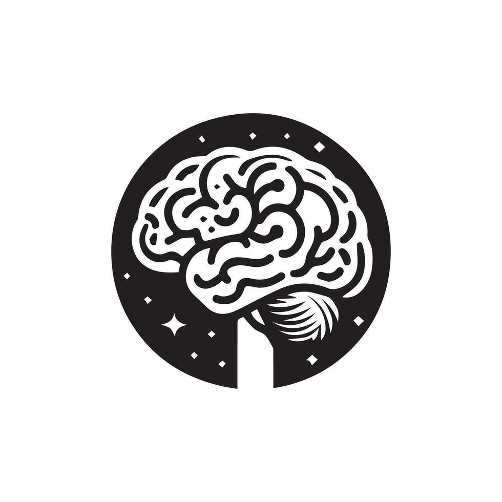 Brain Logo silhouette design vector template. Brainstorm think idea Logotype concept icon.