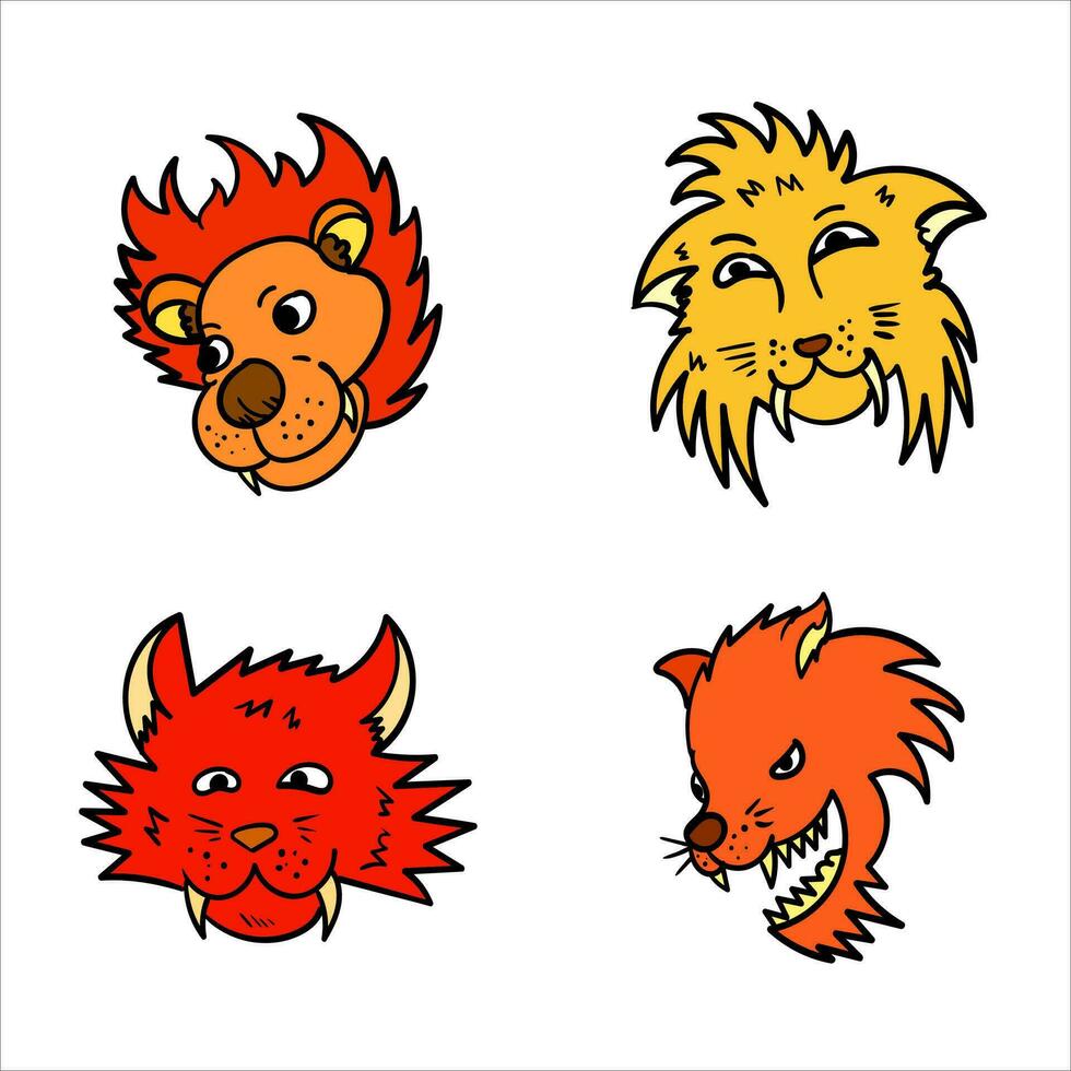 lion, cat, tiger cartoon vector illustration