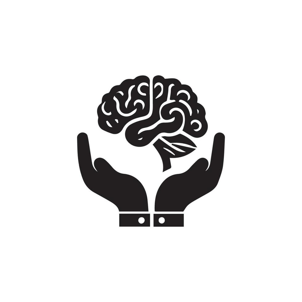 Brain Logo silhouette design vector template. Brainstorm think idea Logotype concept icon.