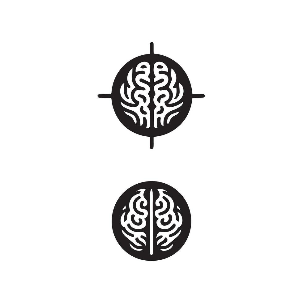 Brain Logo silhouette design vector template. Brainstorm think idea Logotype concept icon.