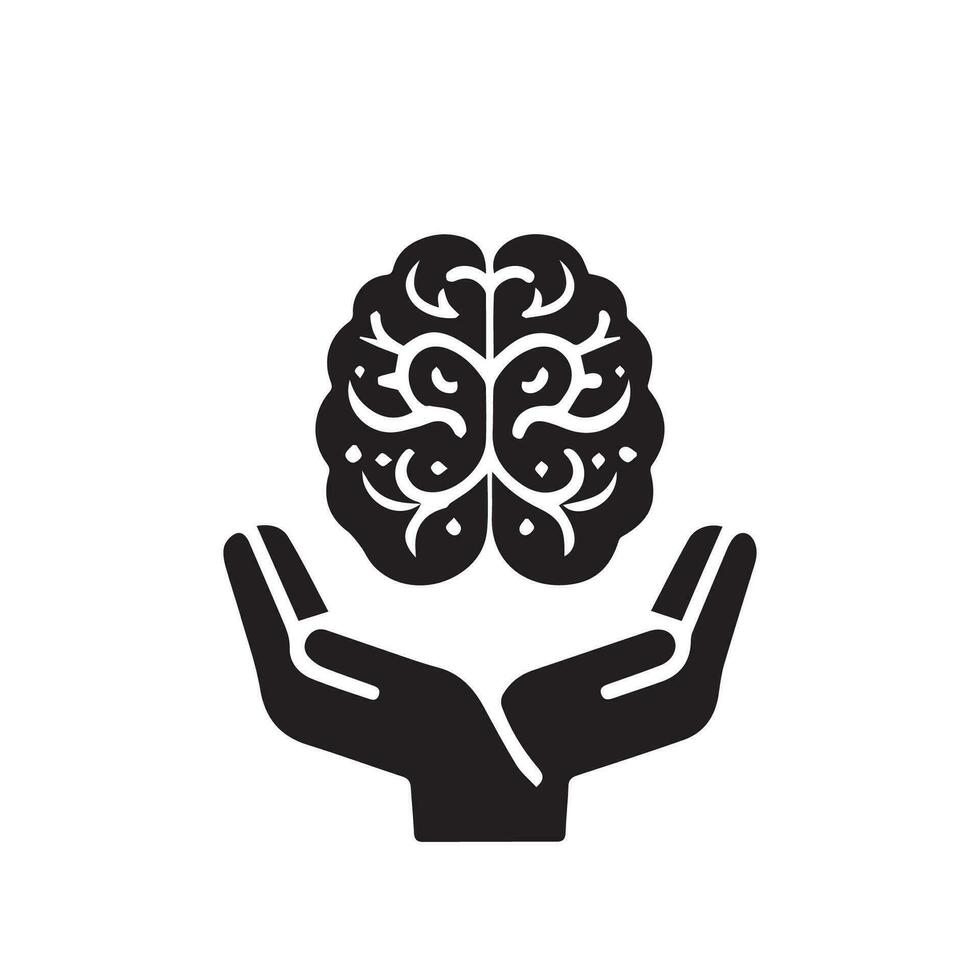 Brain Logo silhouette design vector template. Brainstorm think idea Logotype concept icon.
