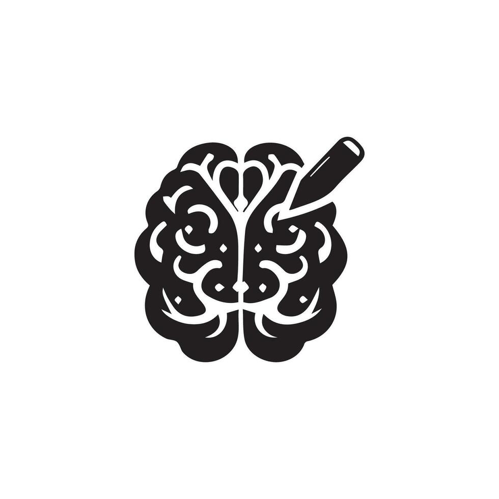 Brain Logo silhouette design vector template. Brainstorm think idea Logotype concept icon.