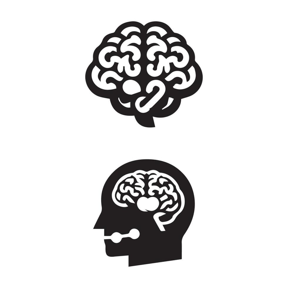 Brain Logo silhouette design vector template. Brainstorm think idea Logotype concept icon.