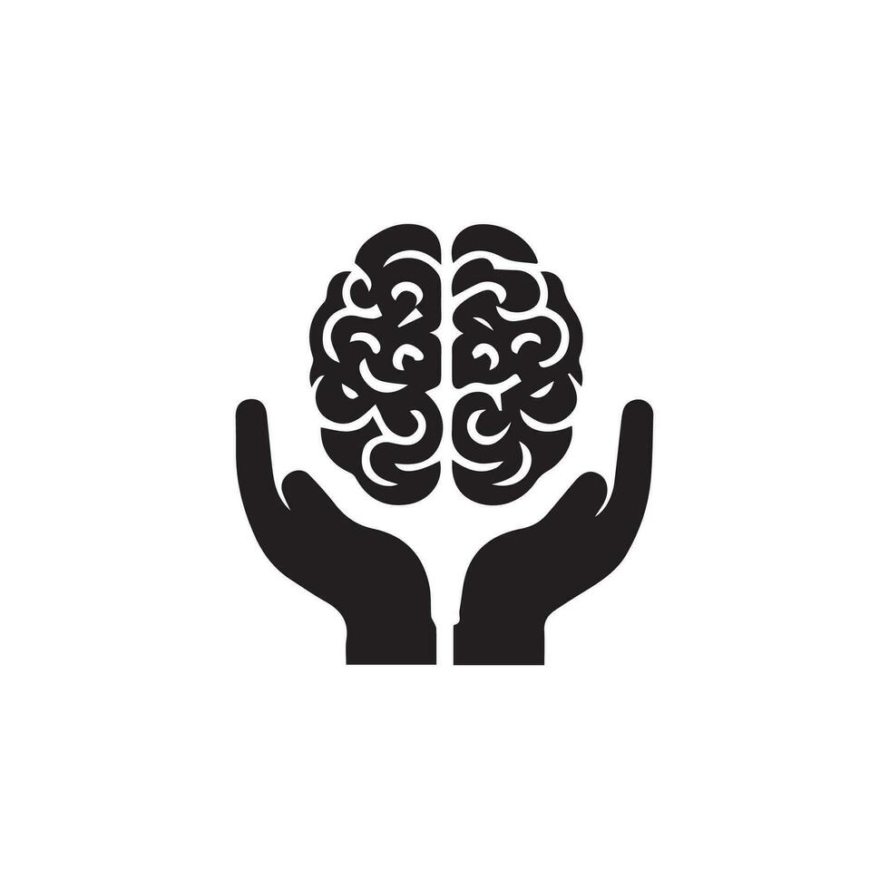Brain Logo silhouette design vector template. Brainstorm think idea Logotype concept icon.
