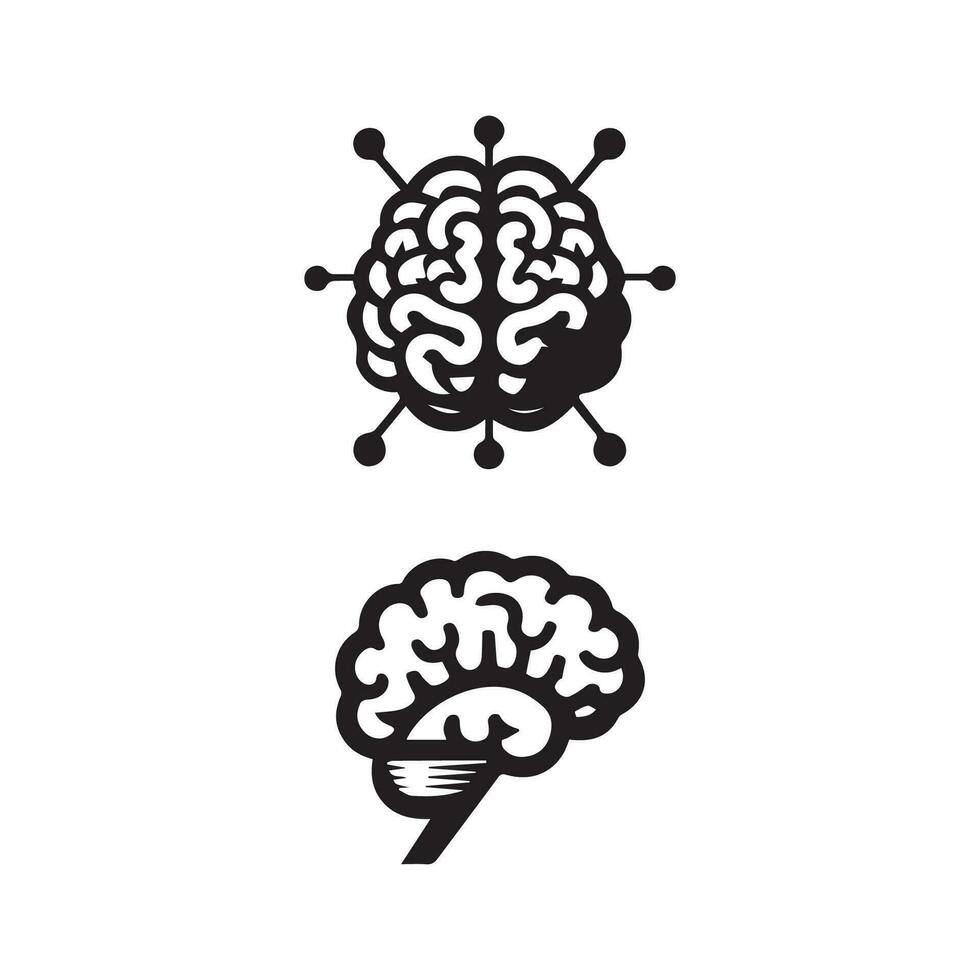 cerebro logo silueta diseño vector modelo. idea genial pensar idea logotipo concepto icono.