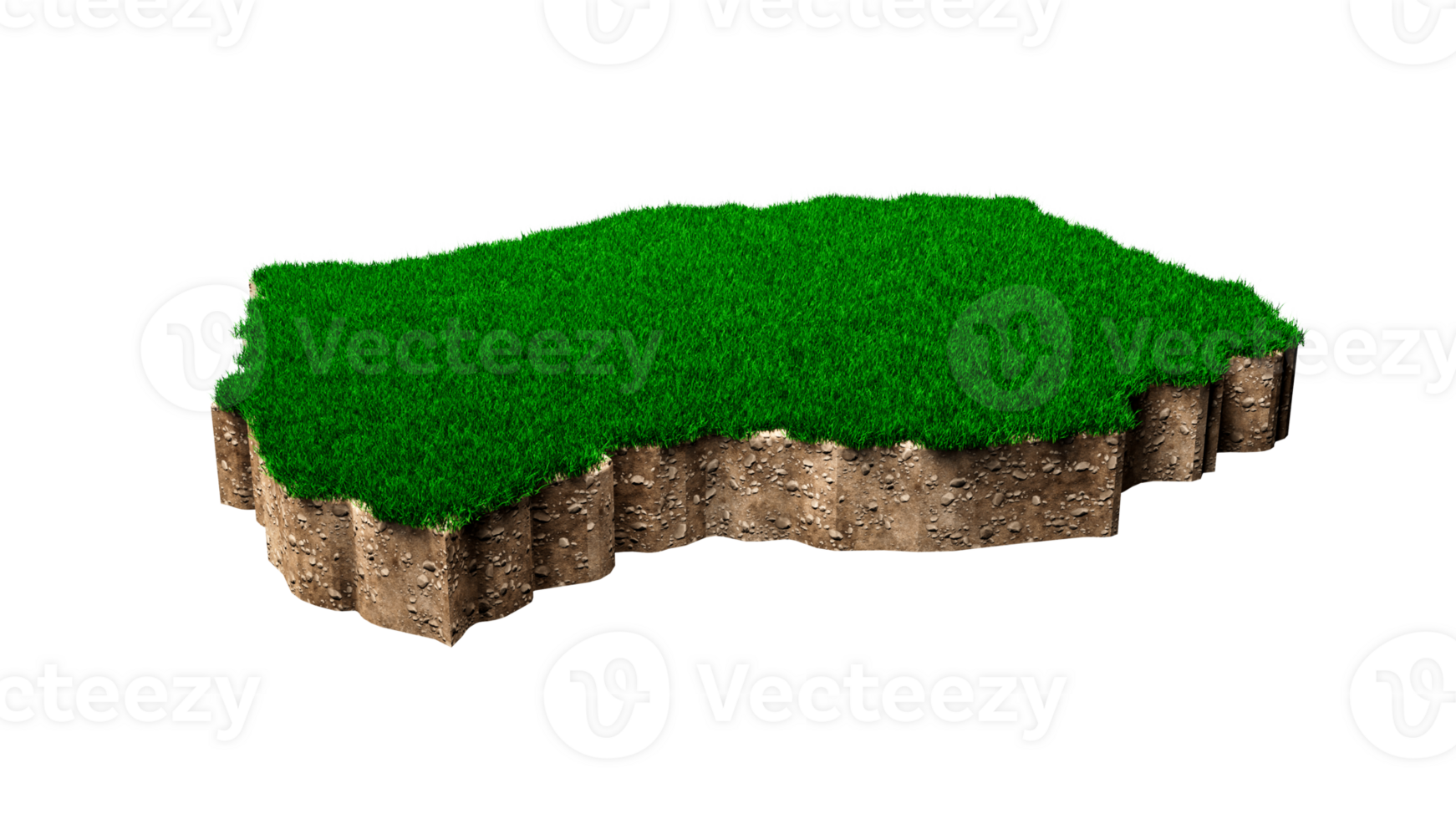 Lesotho map soil land geology cross section with green grass 3d illustration png