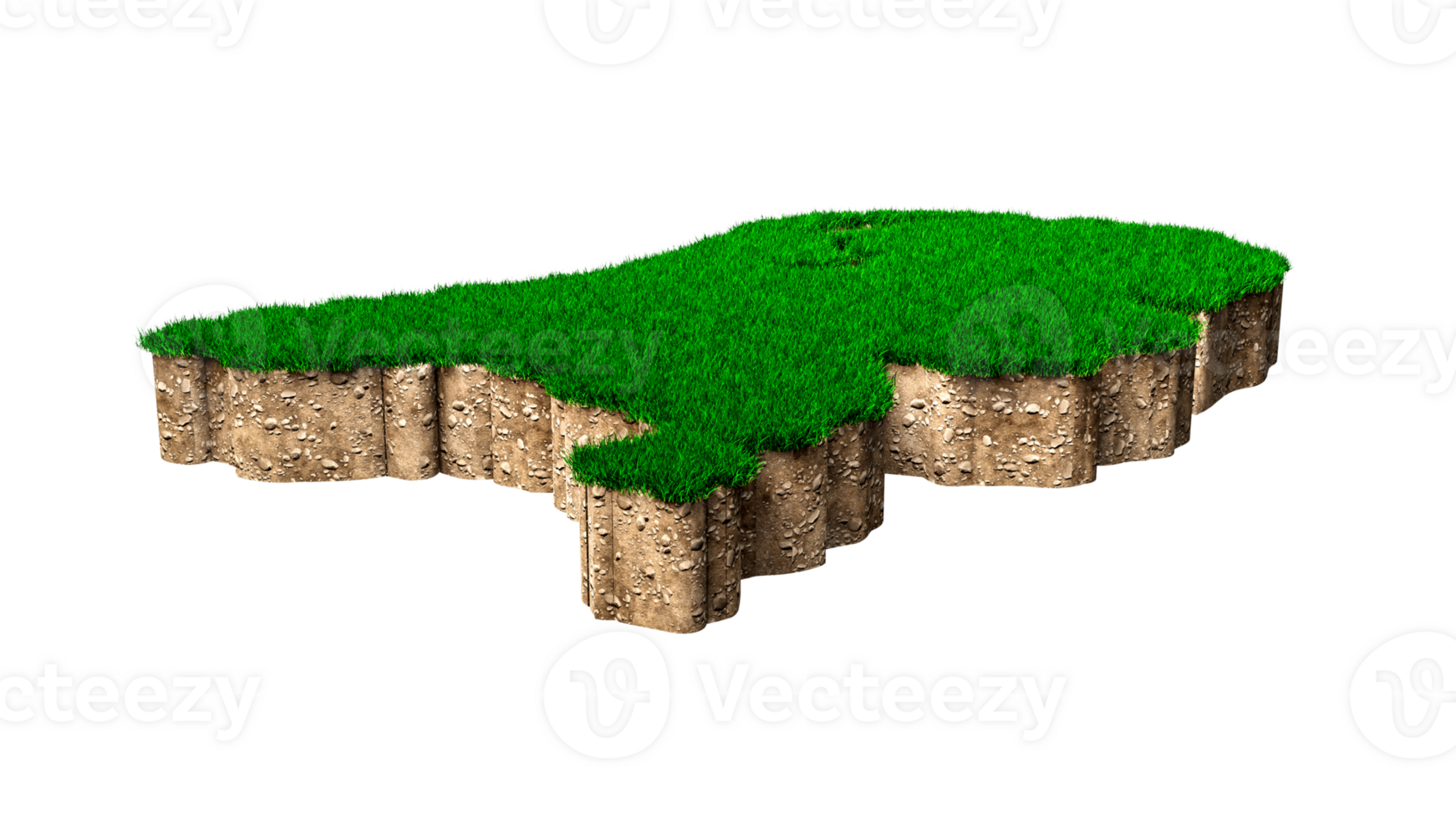 Netherlands map soil land geology cross section with green grass 3d illustration png