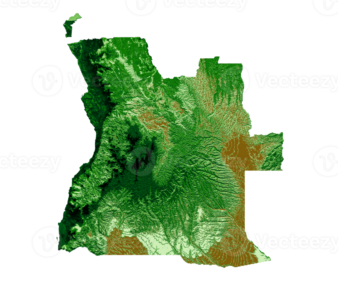 Angola Topographic Map 3d realistic map Color 3d illustration png