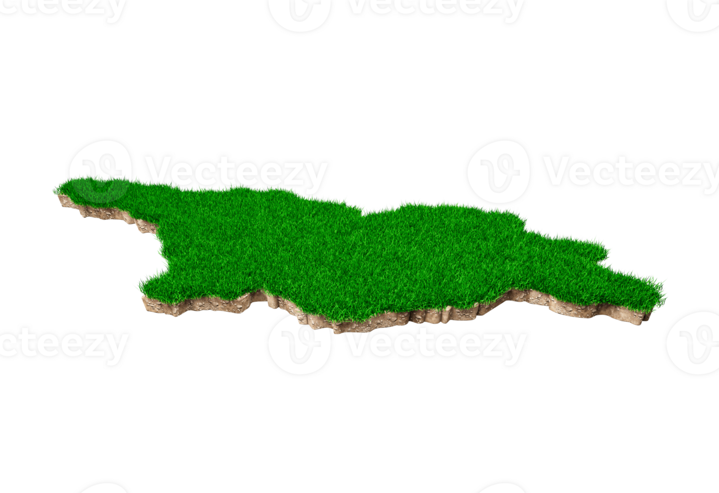 Georgia map soil land geology cross section with green grass 3d illustration png